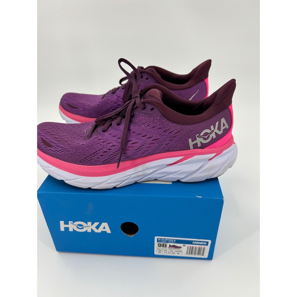 Hoka Clifton 8 Grape Wine Berry Purple Pink Running Shoes 1119394 GWBY Womens 9B - Picture 4 of 15